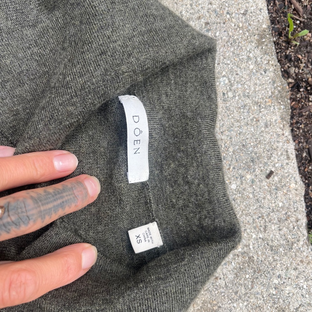 Doen cashmere sweater Eloi hemlock xs extra small polo pullover henley gray luxe - Picture 11 of 11